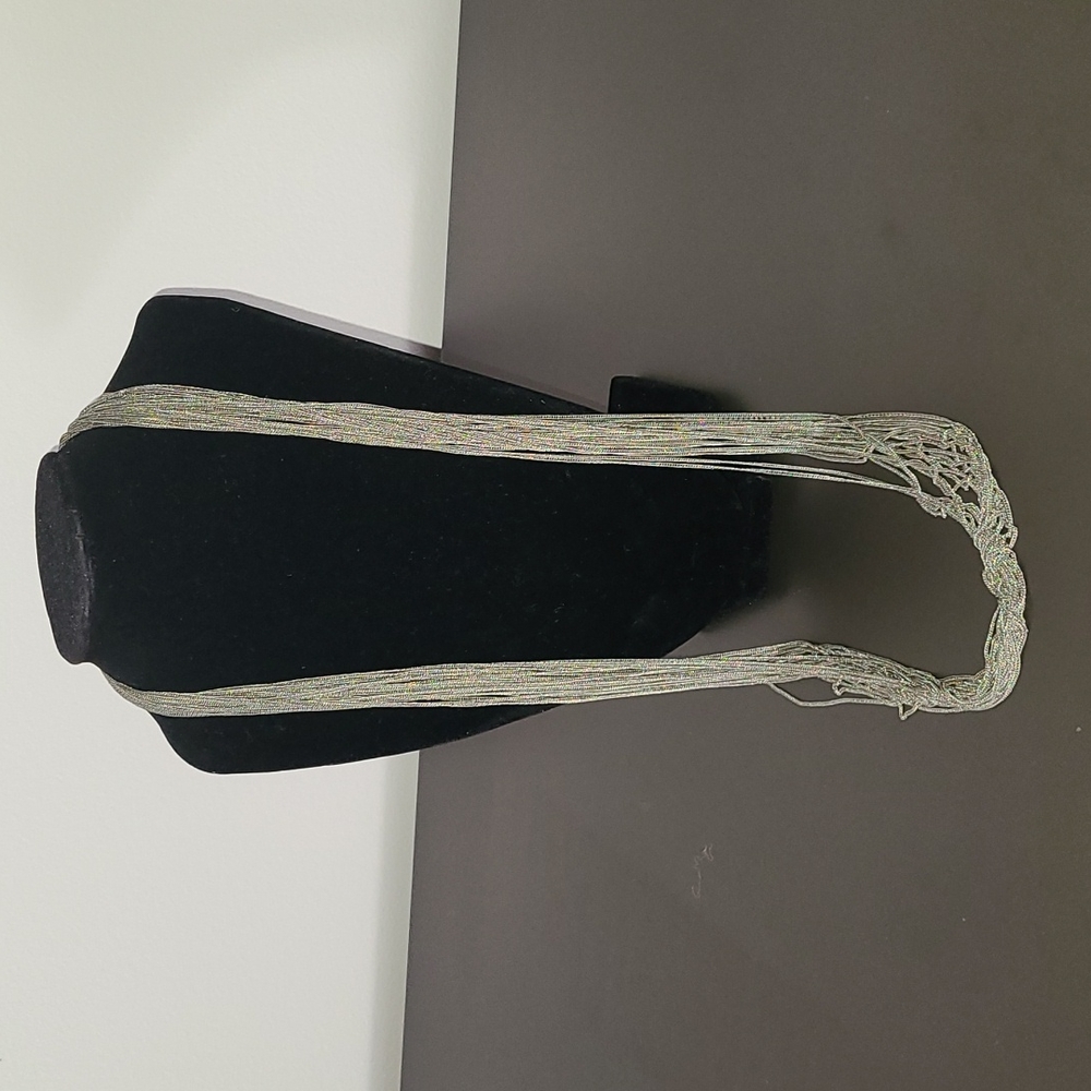 Multi chain Liquid necklace silver 16" long